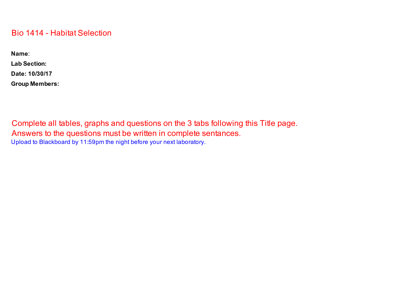 Preview image of BIO 1414-Habitat Post-Lab-Assignment document